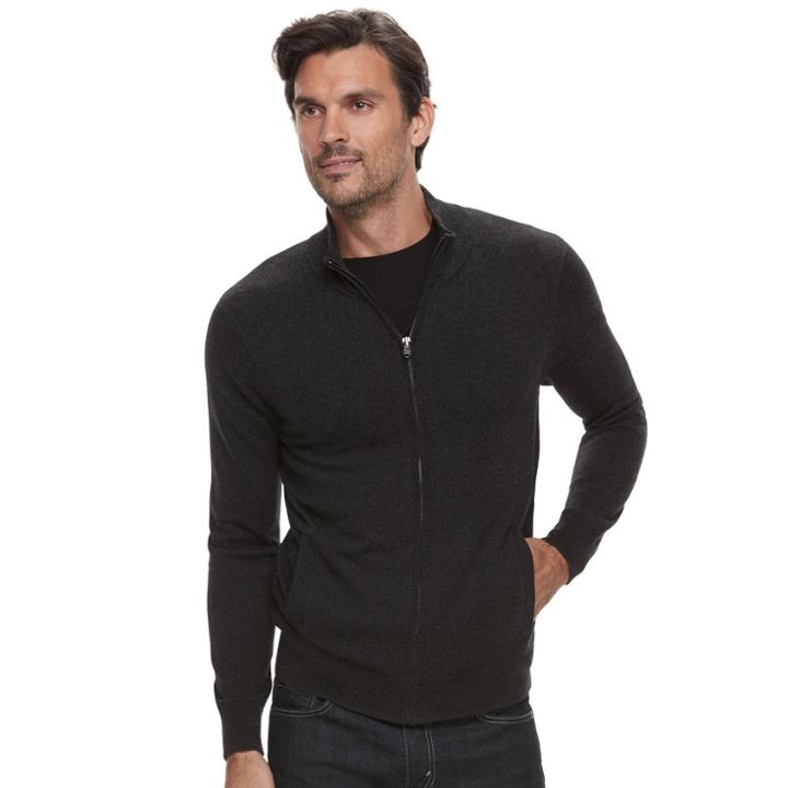 Men's Marc Anthony Slim-fit Soft-touch Modal Full-zip Mockneck Sweater, Size: Small, Oxford