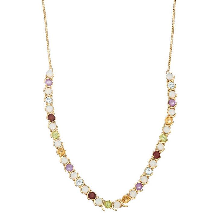 18k Gold Over Silver Gemstone Statement Necklace, Women's, Size: 26, White