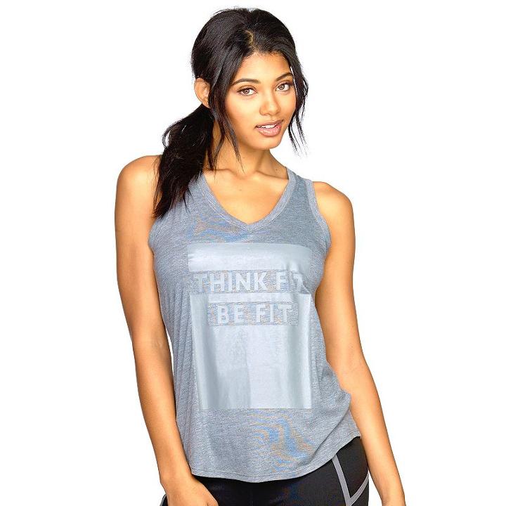 Women's Colosseum Think Fit Graphic Yoga Tank, Size: Large, Light Grey
