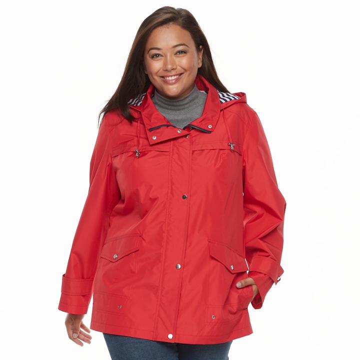 Plus Size D.e.t.a.i.l.s Radiance Hooded Lightweight Jacket, Women's, Size: 2xl, Red