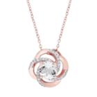 Stella Grace Rose Gold Tone Sterling Silver White Topaz Swirl Pendant Necklace, Women's, Size: 18