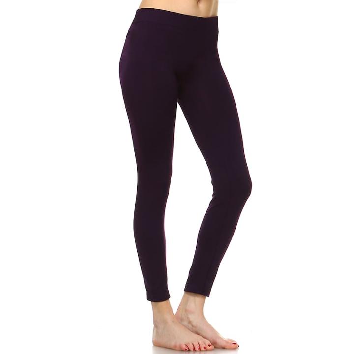 Women's White Mark Solid Leggings, Purple