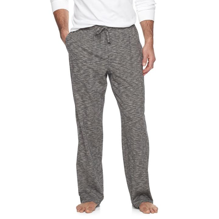 Men's Croft & Barrow&reg; True Comfort Slubbed Knit Lounge Pants, Size: Large, Black