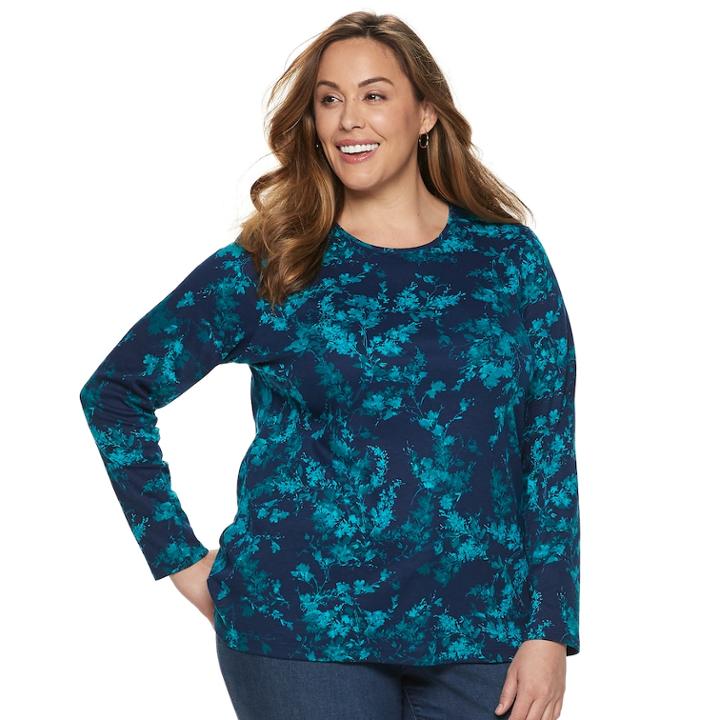 Plus Size Croft & Barrow&reg; Classic Crewneck Tee, Women's, Size: 3xl, Med Blue