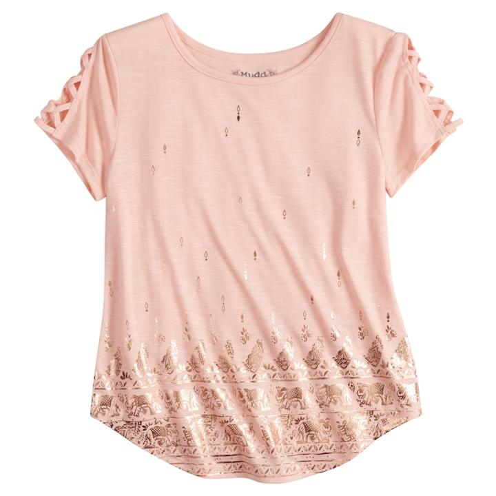 Girls 7-16 & Plus Size Mudd&reg; Strappy Graphic Tee, Size: 16, Lt Orange