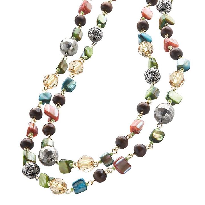 Mudd&reg; Gold Tone Beaded Long Necklace, Women's, Multicolor