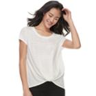 Juniors' Candie's&reg; Striped Knot-front Tee, Teens, Size: Large, Natural