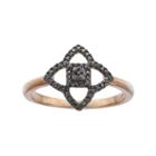 14k Rose Gold 1/6 Carat T.w. Black Diamond Star Ring, Women's, Size: 7