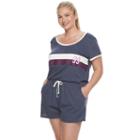 Juniors' Plus Size So&reg; Pajamas: Naptime Squad Short Sleeve Romper, Girl's, Size: 2xl, Blue