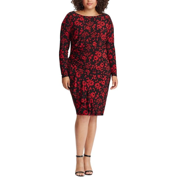 Plus Size Chaps Floral Sheath Dress, Women's, Size: 20 W, Black