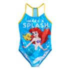 Disney's The Little Mermaid Girls 4-6x Ariel & Flounder Make A Splash Swimsuit, Size: 6x, Blue