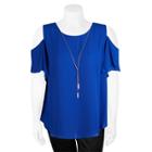 Juniors' Plus Size Iz Byer Cold-shoulder Top, Teens, Size: 3xl, Med Blue