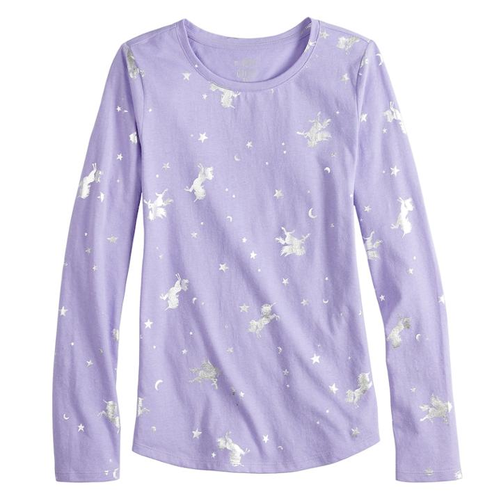 Girls 7-16 & Plus Size So&reg; Long Sleeve Core Tee, Size: 16 1/2, Lt Purple