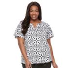 Plus Size Croft & Barrow&reg; Smocked Shoulder Tee, Women's, Size: 2xl, Natural