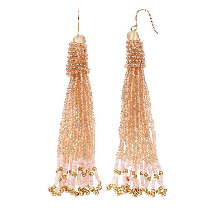 Mudd&reg; Seed Bead Tassel Nickel Free Drop Earrings, Women's, White