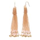 Mudd&reg; Seed Bead Tassel Nickel Free Drop Earrings, Women's, White