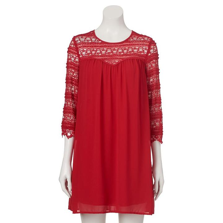 Juniors' Speechless Lace Illusion Shift Dress, Girl's, Size: Xs, Brt Pink