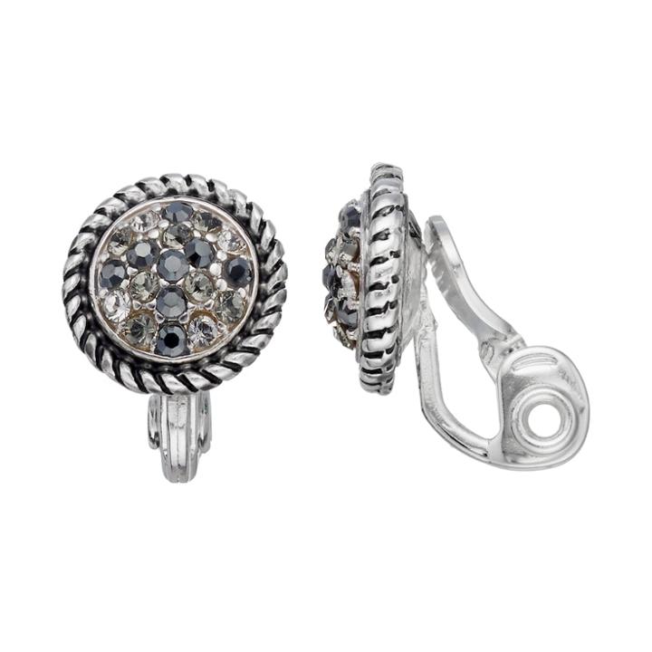 Napier Tonal Round Clip On Earrings, Women's, Black