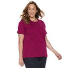 Plus Size Croft & Barrow&reg; Essential Crewneck Tee, Women's, Size: 1xl, Dark Pink