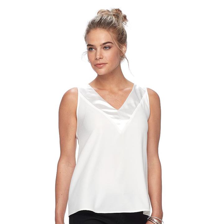 Women's Double Click Satin Trim Tank, Size: Small, Natural