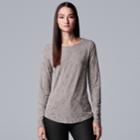 Women's Simply Vera Vera Wang Floral Jacquard Tee, Size: Xxl, Beig/green (beig/khaki)