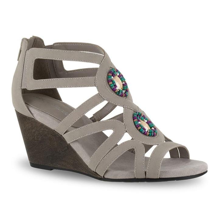 Easy Street Unity Women's Wedge Sandals, Size: 8.5 Wide, Grey