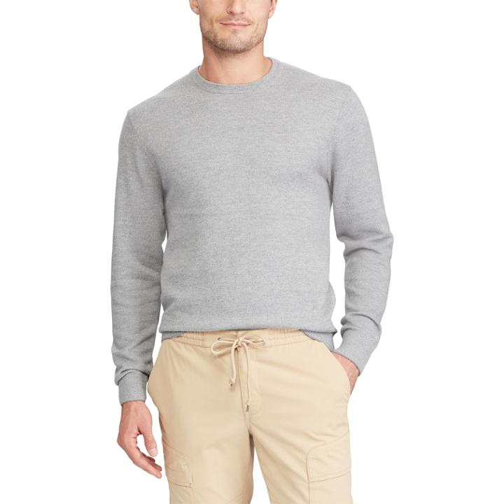 Men's Chaps Classic-fit Birdseye Crewneck Sweater, Size: Xl, Grey