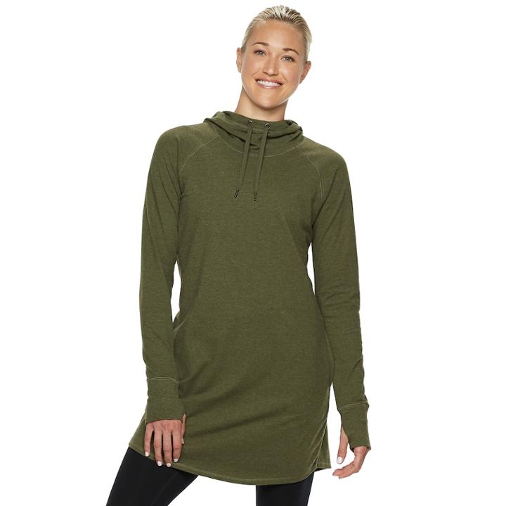 Women's Tek Gear&reg; Hooded Cowlneck Tunic, Size: Xxl, Dark Green