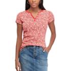 Women's Chaps Button Accent Tie-dye Tee, Size: Small, Red