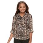 Petite Dana Buchman Patterned Button-down Shirt, Women's, Size: Xl Petite, Black