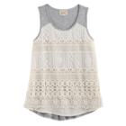 Girls 7-16 Eyelash Crochet Lace Front Tank Top, Size: Small, Silver
