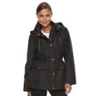 Women's Towne By London Fog Hooded Rain Jacket, Size: Small, Black