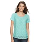 Women's Croft & Barrow&reg; Lace Tee, Size: Xl, Turquoise/blue (turq/aqua)