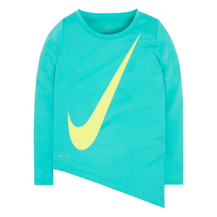 Girls 4-6x Nike Dri-fit Asymmetrical Tee, Girl's, Size: 6, Med Green
