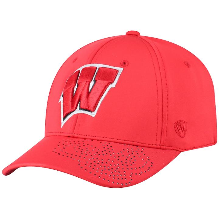 Adult Top Of The World Wisconsin Badgers Pitted Memory-fit Cap, Men's, Med Red