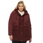 Plus Size Apt. 9&reg; Hooded Quilted Wool Blend Anorak Jacket, Women's, Size: 3xl, Dark Red