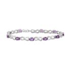 Amethyst & Diamond Accent Sterling Silver Infinity Link Bracelet, Women's, Size: 7.5, Purple