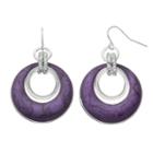 Purple Circle Link Nickel Free Drop Hoop Earrings, Women's