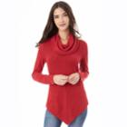 Juniors' Iz Byer California V-hem Cowlneck Sweater, Teens, Size: Medium, Red