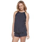 Women's Apt. 9&reg; Lace Trim Tank & Shorts Set, Size: Small, Drk Purple
