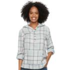 Women's Sonoma Goods For Life&trade; Plaid Hoodie Tee, Size: Xs, Light Blue