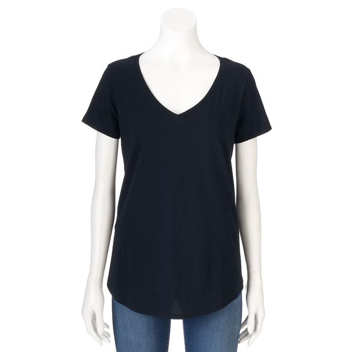 Women's Sonoma Goods For Life&trade; Essential V-neck Tee, Size: Xl, Black