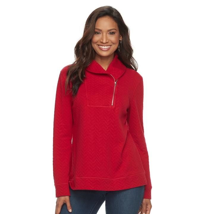 Women's Croft & Barrow&reg; Shawl Collar Sweater, Size: Xl, Med Red