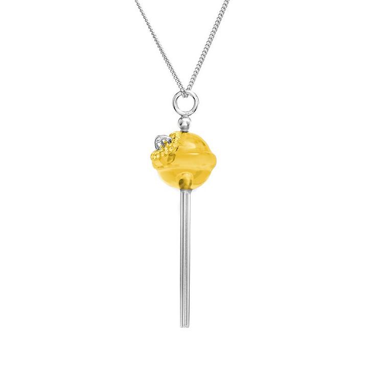 Amore By Simone I. Smith A Sweet Touch Of Hope Platinum Over Silver Crystal Lollipop Pendant, Women's, Size: 18, Orange