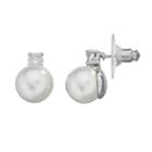 Chaps Simulated Pearl Stud Earrings, Women's, White Oth