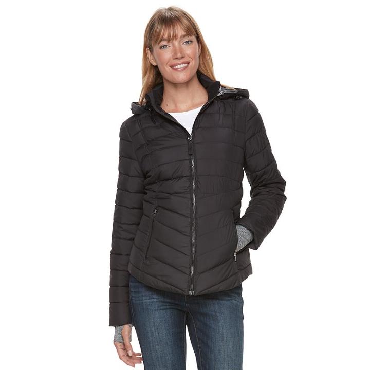 Women's Tek Gear Hooded Puffer Jacket, Size: Xl, Black