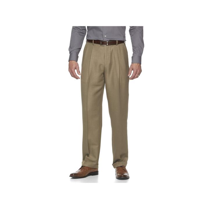 Men's Croft & Barrow&reg; Essential Classic-fit Flat-front Dress Pants, Size: 38x30, Brown Oth