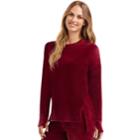 Women's Cuddl Duds Plush Velour Pullover Top, Size: Medium, Dark Red