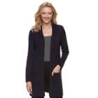 Women's Dana Buchman Ribbed Open Front Cardigan, Size: Small, Blue (navy)