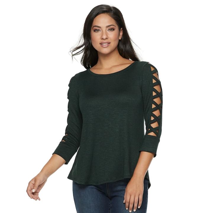 Women's Jennifer Lopez Strappy-sleeve Top, Size: Xl, Dark Green